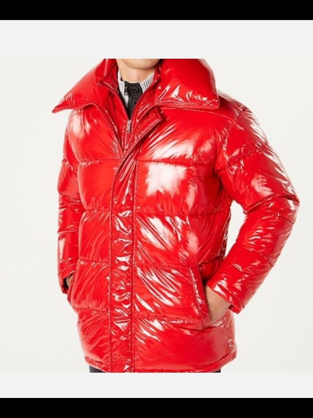 INC International Concepts Men's Shiny Red Puffer Coat